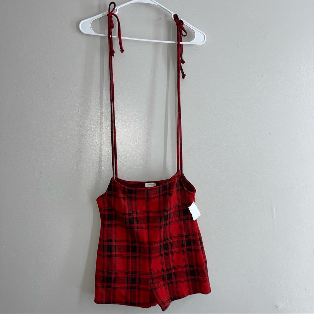 Red Suspenders jumpsuit